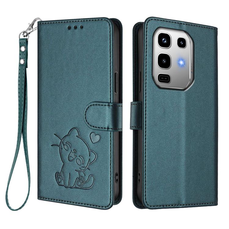 For Infinix Note 50 Pro 4G / 50 4G Embossed Heart Cat Leather Phone Case with Hand Strap