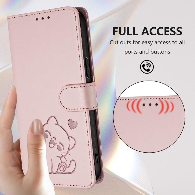 For Infinix Zero 5G 2023 Embossed Heart Cat Leather Phone Case with Hand Strap