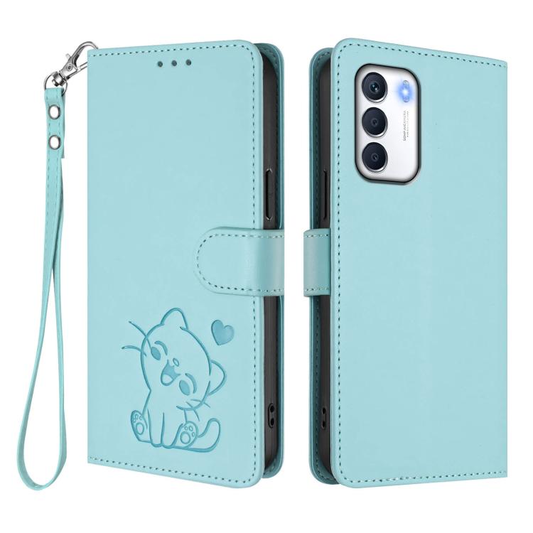 For Infinix Zero 5G 2023 Embossed Heart Cat Leather Phone Case with Hand Strap