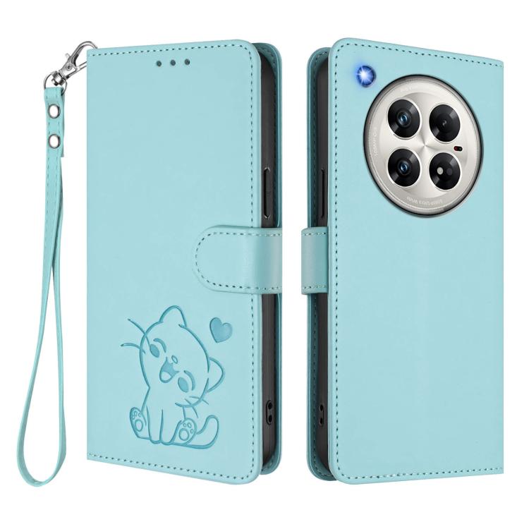 For Infinix Zero 40 4G / 5G Embossed Heart Cat Leather Phone Case with Hand Strap
