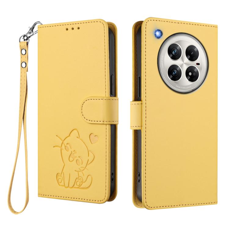 For Infinix Zero 40 4G / 5G Embossed Heart Cat Leather Phone Case with Hand Strap