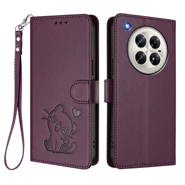 For Infinix Zero 40 4G / 5G Embossed Heart Cat Leather Phone Case with Hand Strap