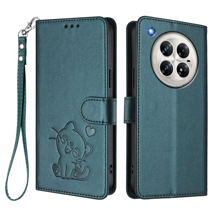 For Infinix Zero 40 4G / 5G Embossed Heart Cat Leather Phone Case with Hand Strap