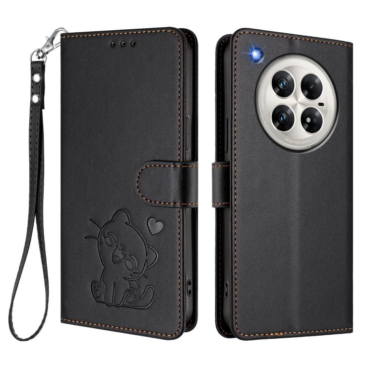 For Infinix Zero 40 4G / 5G Embossed Heart Cat Leather Phone Case with Hand Strap