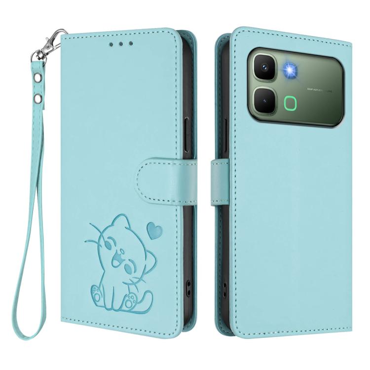 For Infinix Note Edge 5G Embossed Heart Cat Leather Phone Case with Hand Strap