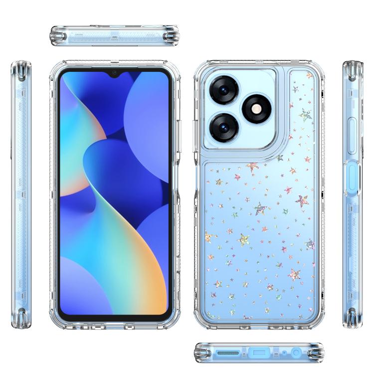 For Tecno Spark 10 Transparent Acrylic Laser Paper Phone Case