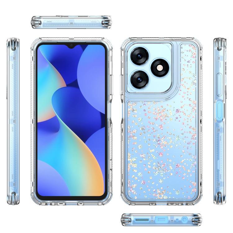 For Tecno Spark 10 Transparent Acrylic Laser Paper Phone Case