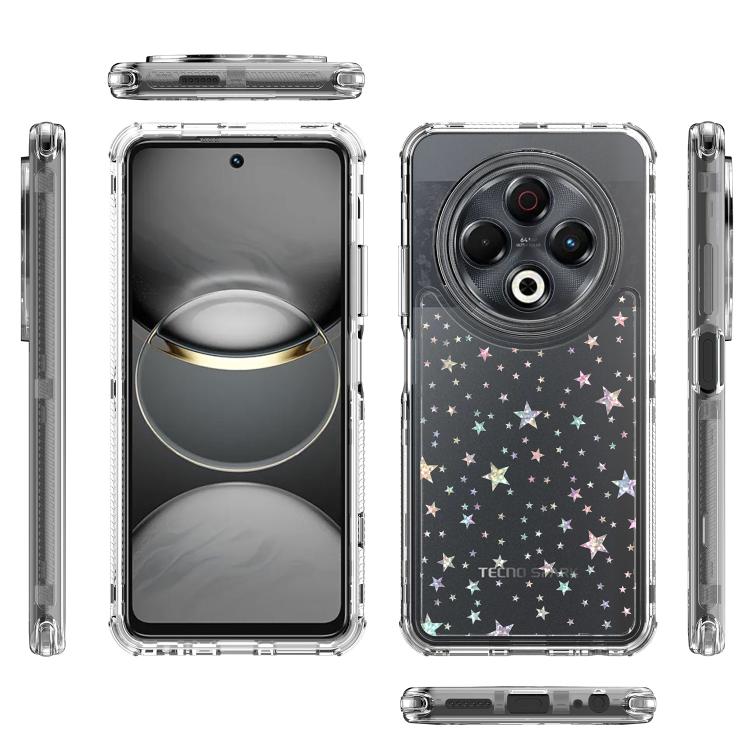 For Tecno Spark 30 4G Transparent Acrylic Laser Paper Phone Case
