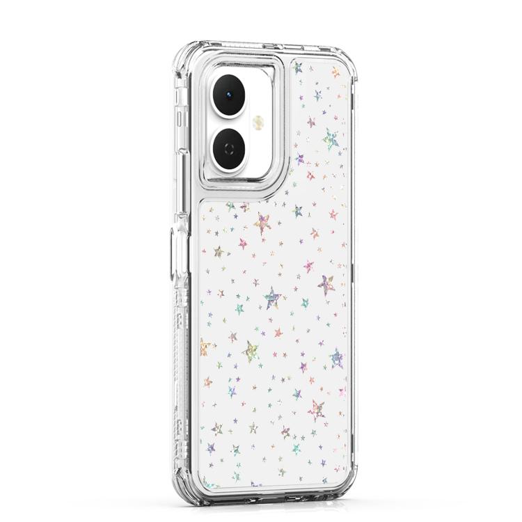 For Tecno Pop 10 4G Transparent Acrylic Laser Paper Phone Case
