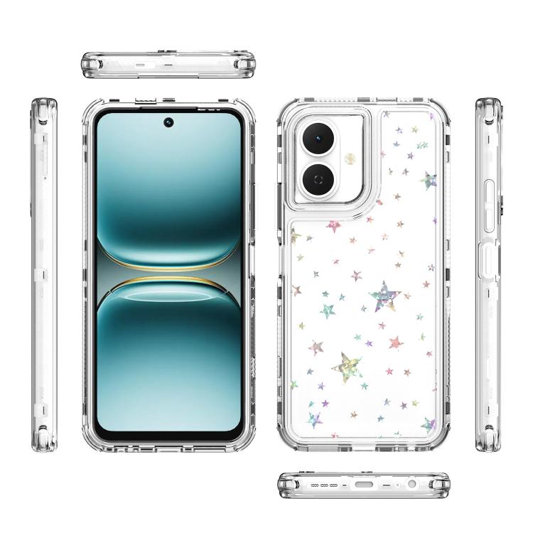 For Tecno Pop 10 4G Transparent Acrylic Laser Paper Phone Case