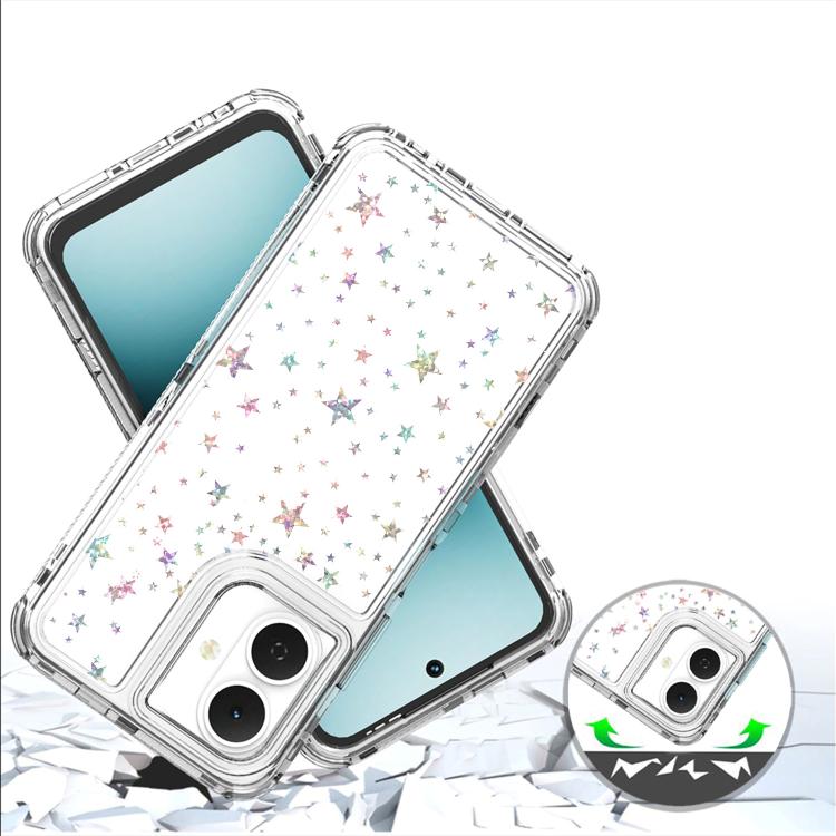 For Tecno Pop 10 4G Transparent Acrylic Laser Paper Phone Case