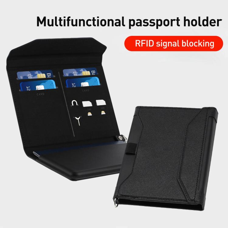 Multifunctional RFID Blocking Passport Book with Long Lanyard