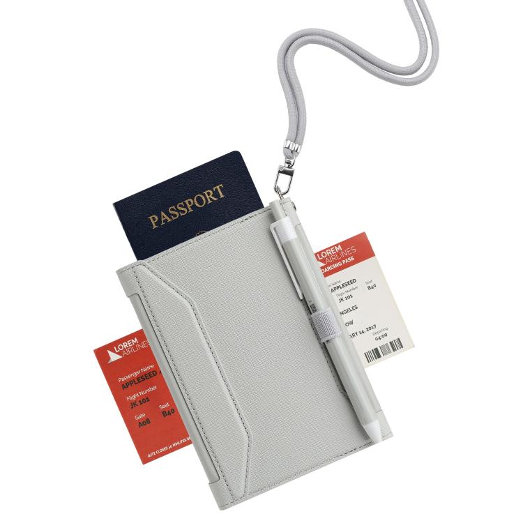 Multifunctional RFID Blocking Passport Book with Long Lanyard