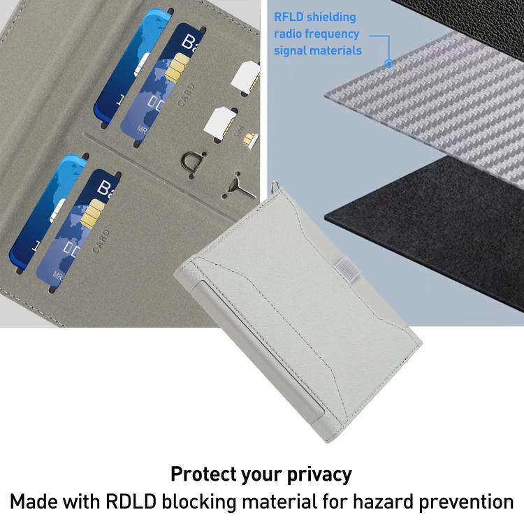 Multifunctional RFID Blocking Passport Book with Long Lanyard