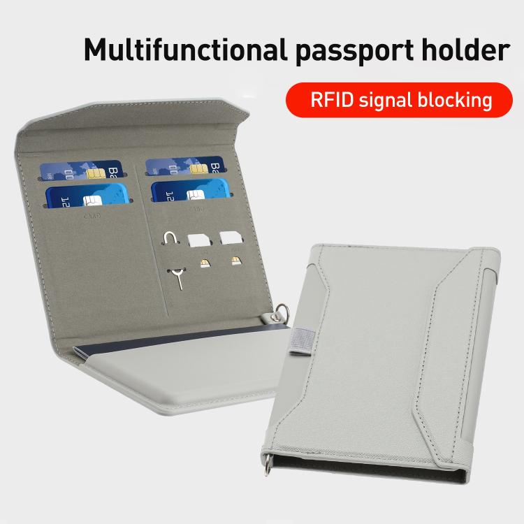 Multifunctional RFID Blocking Passport Book with Long Lanyard