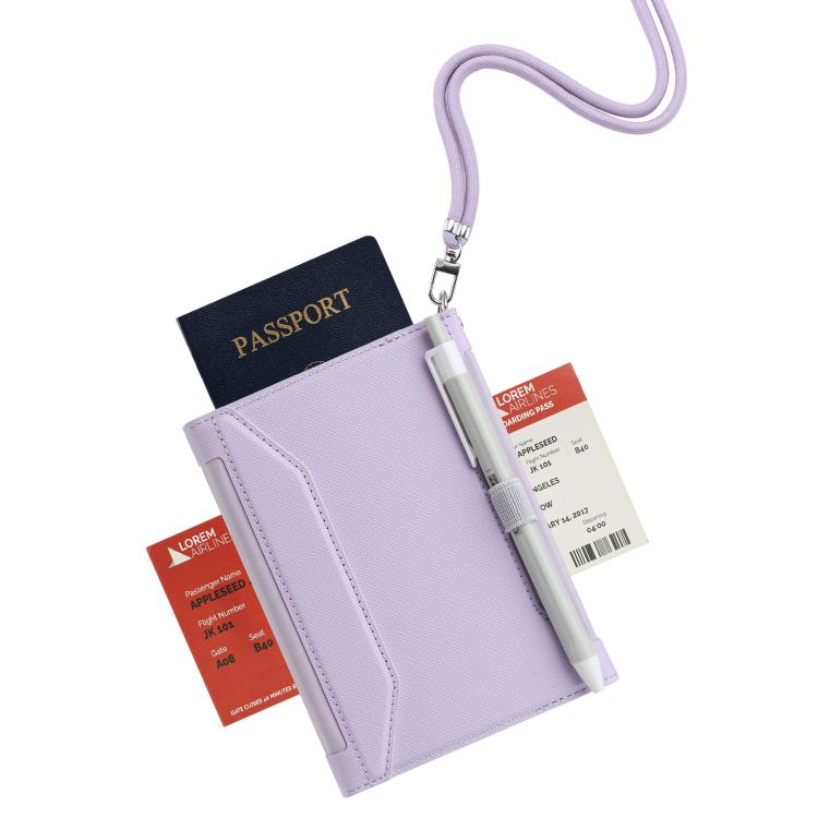 Multifunctional RFID Blocking Passport Book with Long Lanyard