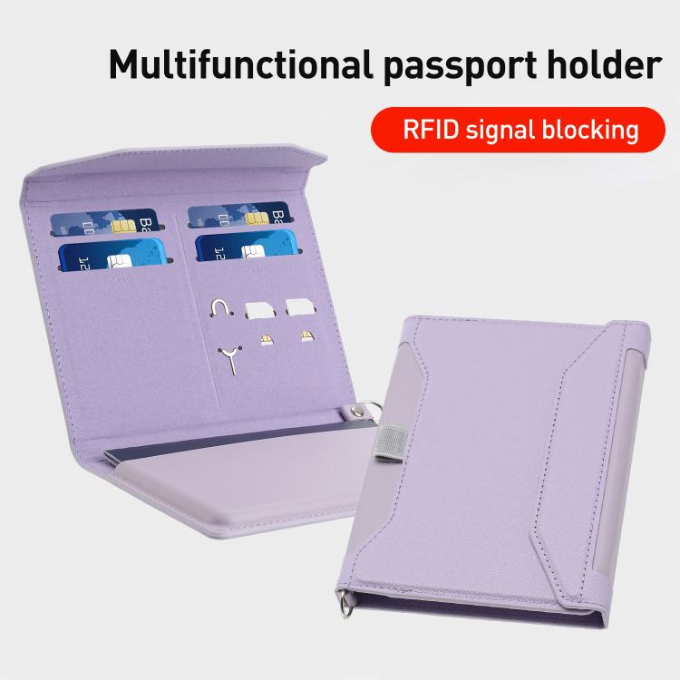 Multifunctional RFID Blocking Passport Book with Long Lanyard