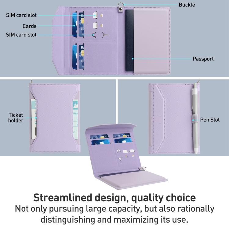 Multifunctional RFID Blocking Passport Book with Long Lanyard