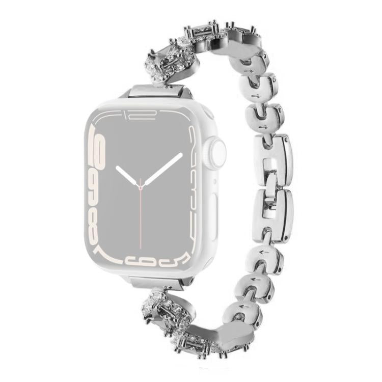 For Apple Watch 42 / 44 / 45 / 46 / 49mm xDfind Four-leaf Clover Diamond Metal Watch Band