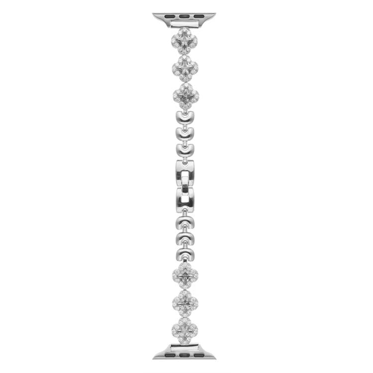 For Apple Watch 42 / 44 / 45 / 46 / 49mm xDfind Four-leaf Clover Diamond Metal Watch Band