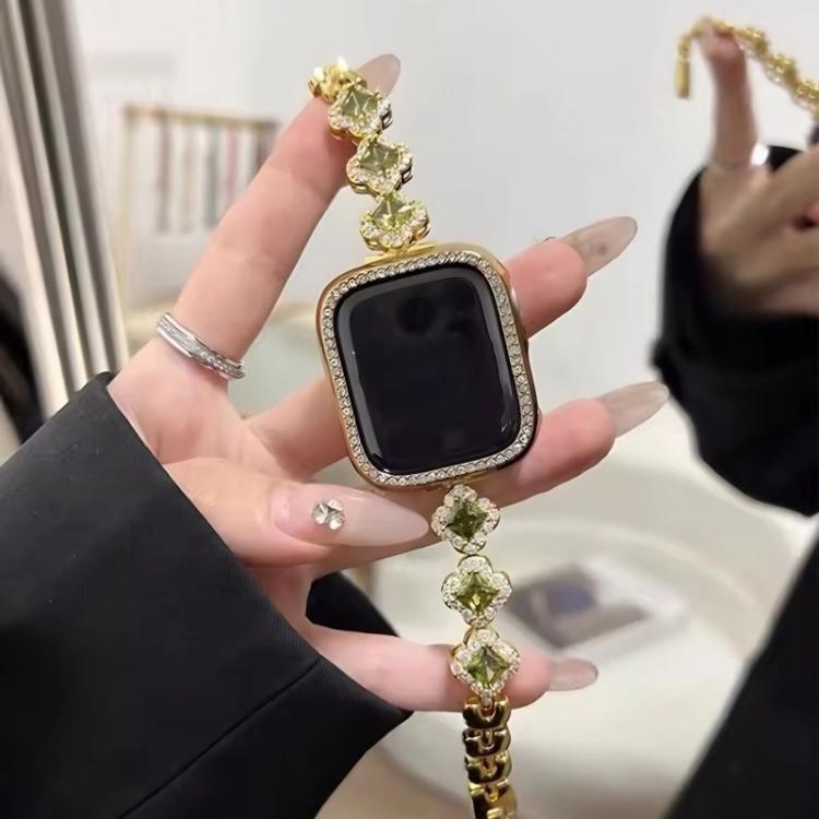 For Apple Watch 38 / 40 / 41 / S10 42mm xDfind Four-leaf Clover Diamond Metal Watch Band