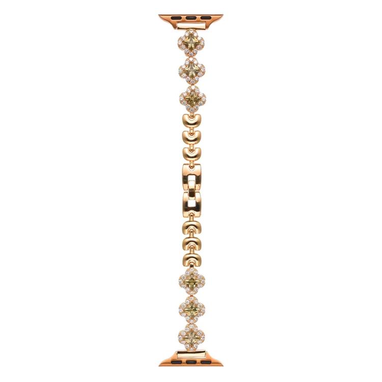 For Apple Watch 38 / 40 / 41 / S10 42mm xDfind Four-leaf Clover Diamond Metal Watch Band