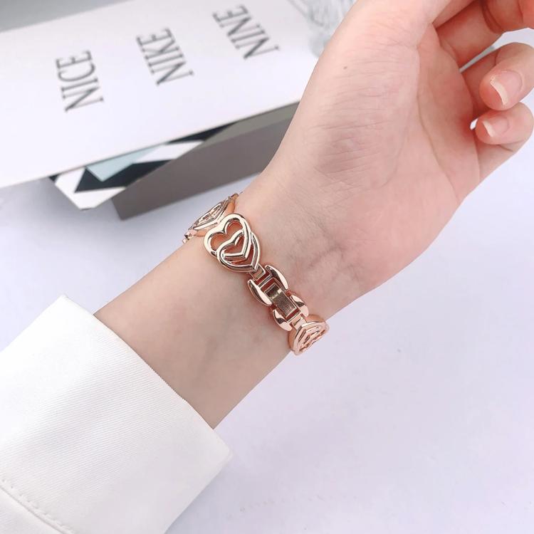 For Apple Watch 42 / 44 / 45 / 46 / 49mm xDfind Double Heart Diamond Metal Watch Band