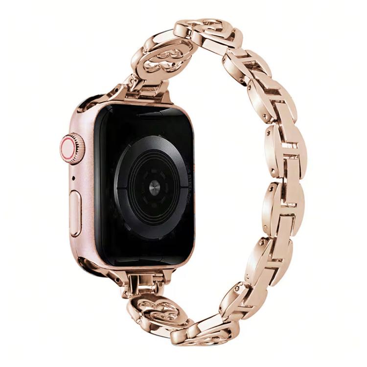 For Apple Watch 38 / 40 / 41 / S10 42mm xDfind Double Heart Diamond Metal Watch Band