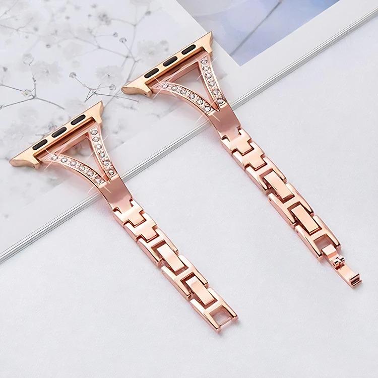 For Apple Watch 42 / 44 / 45 / 46 / 49mm xDfind Herringbone Diamond Stainless Steel Watch Band