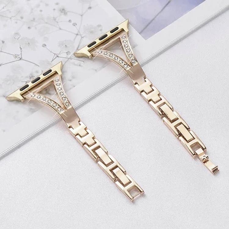 For Apple Watch 42 / 44 / 45 / 46 / 49mm xDfind Herringbone Diamond Stainless Steel Watch Band