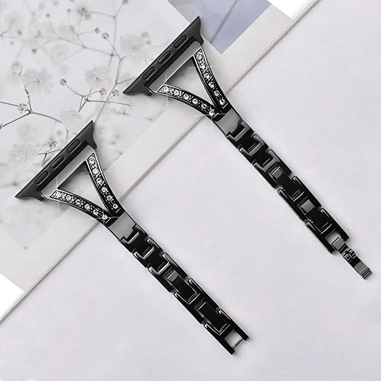 For Apple Watch 38 / 40 / 41 / S10 42mm xDfind Herringbone Diamond Stainless Steel Watch Band