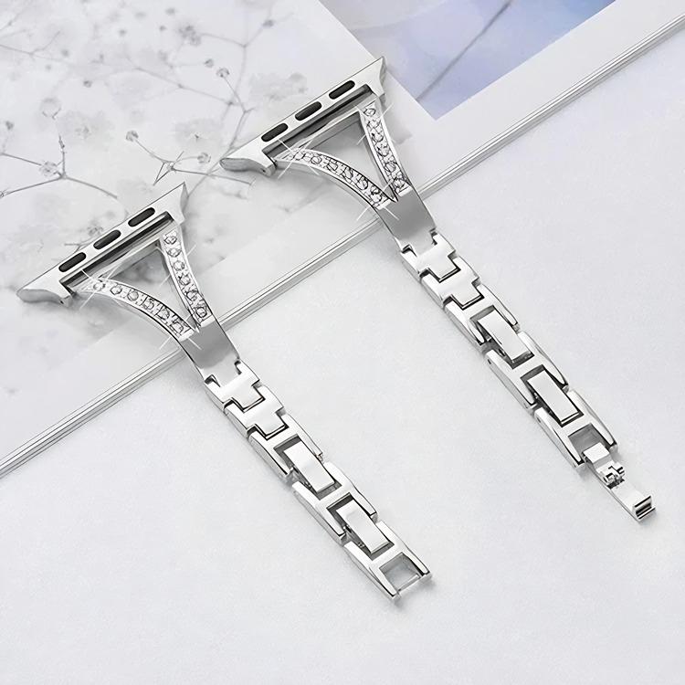 For Apple Watch 38 / 40 / 41 / S10 42mm xDfind Herringbone Diamond Stainless Steel Watch Band