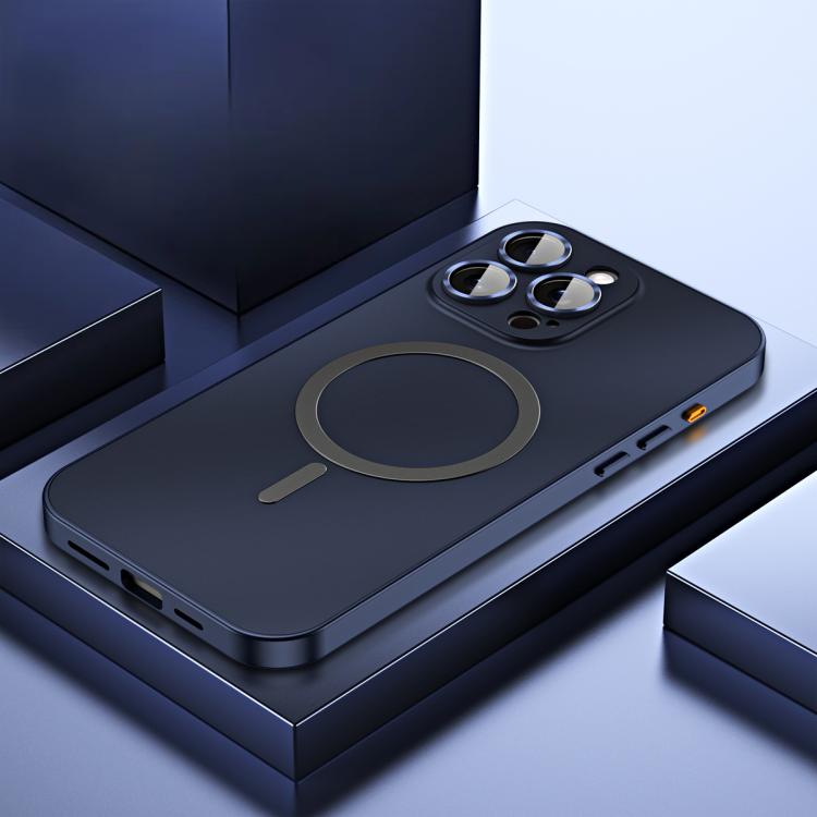 For iPhone 15 Pro Max Spring Buckle MagSafe Magnetic Metal Phone Case