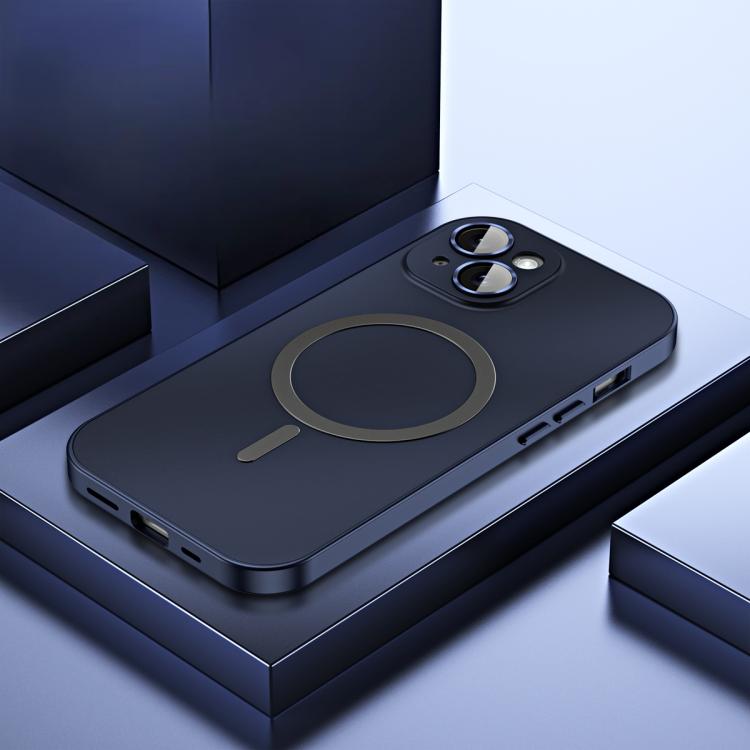 For iPhone 15 Plus Spring Buckle MagSafe Magnetic Metal Phone Case
