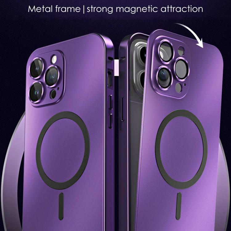 For iPhone 15 Pro Spring Buckle MagSafe Magnetic Metal Phone Case
