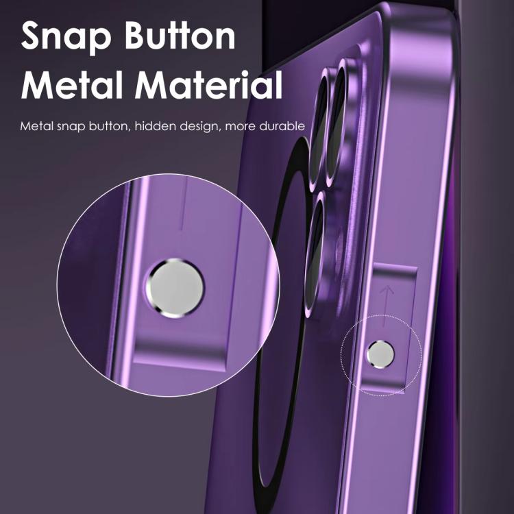 For iPhone 15 Pro Spring Buckle MagSafe Magnetic Metal Phone Case
