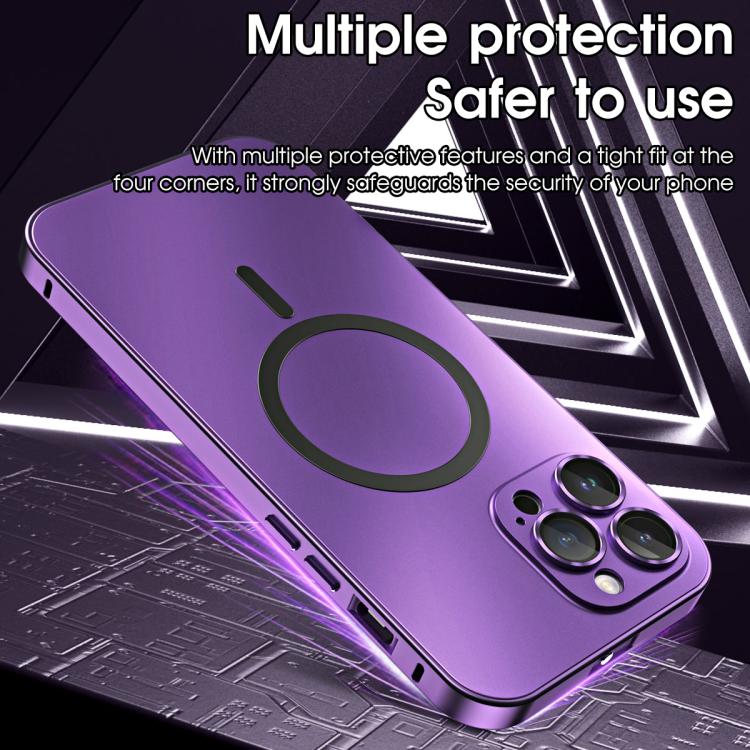 For iPhone 15 Pro Spring Buckle MagSafe Magnetic Metal Phone Case