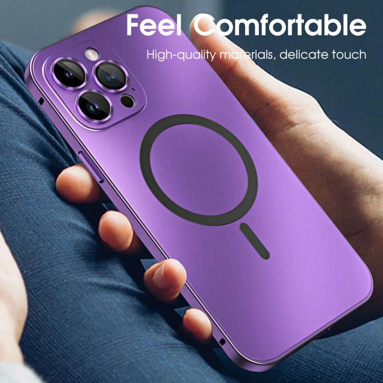 For iPhone 15 Spring Buckle MagSafe Magnetic Metal Phone Case