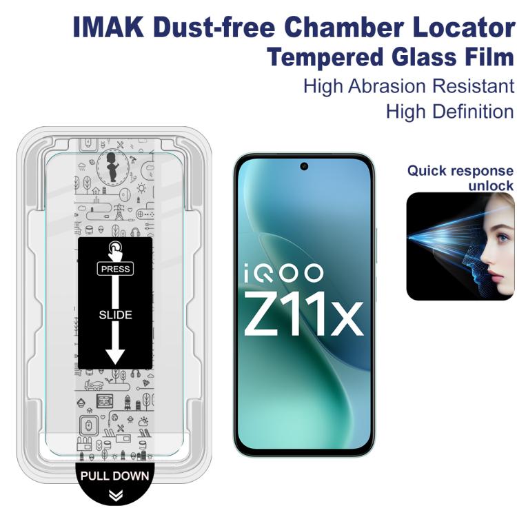 For vivo iQOO Z11x 5G imak Dust-free Chamber Locator H Series Tempered Glass Film
