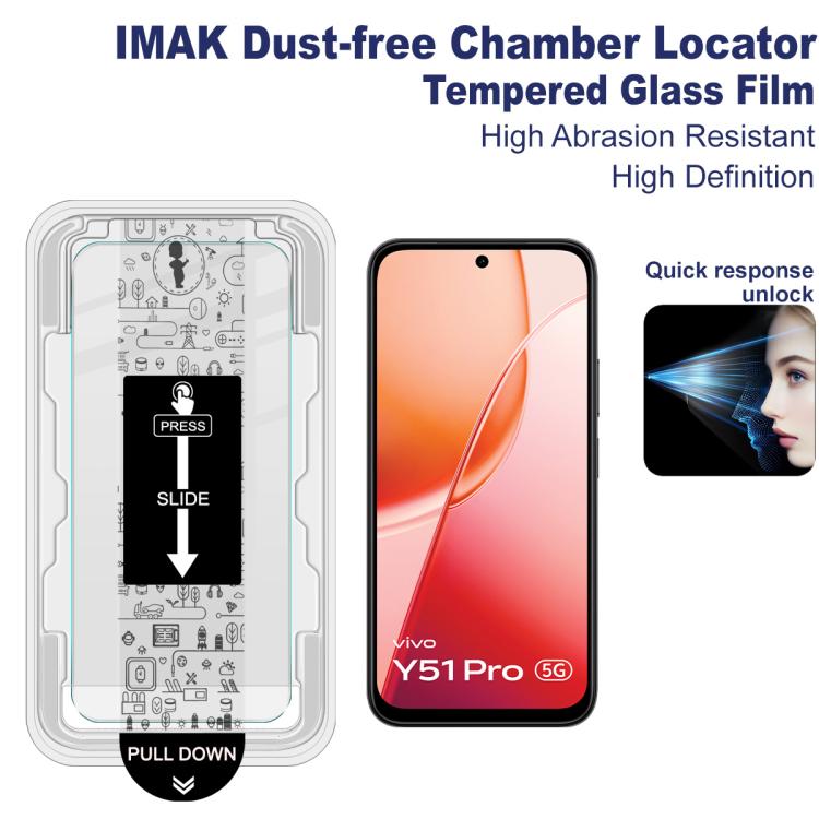 For vivo T5x 5G / Y51 Pro 5G imak Dust-free Chamber Locator H Series Tempered Glass Film