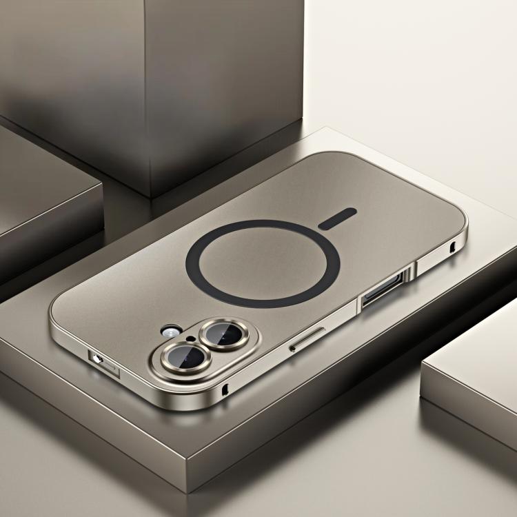 For iPhone 16 Plus Spring Buckle MagSafe Magnetic Metal Phone Case