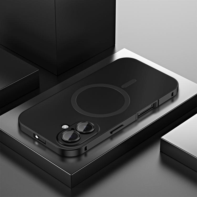 For iPhone 16 Spring Buckle MagSafe Magnetic Metal Phone Case