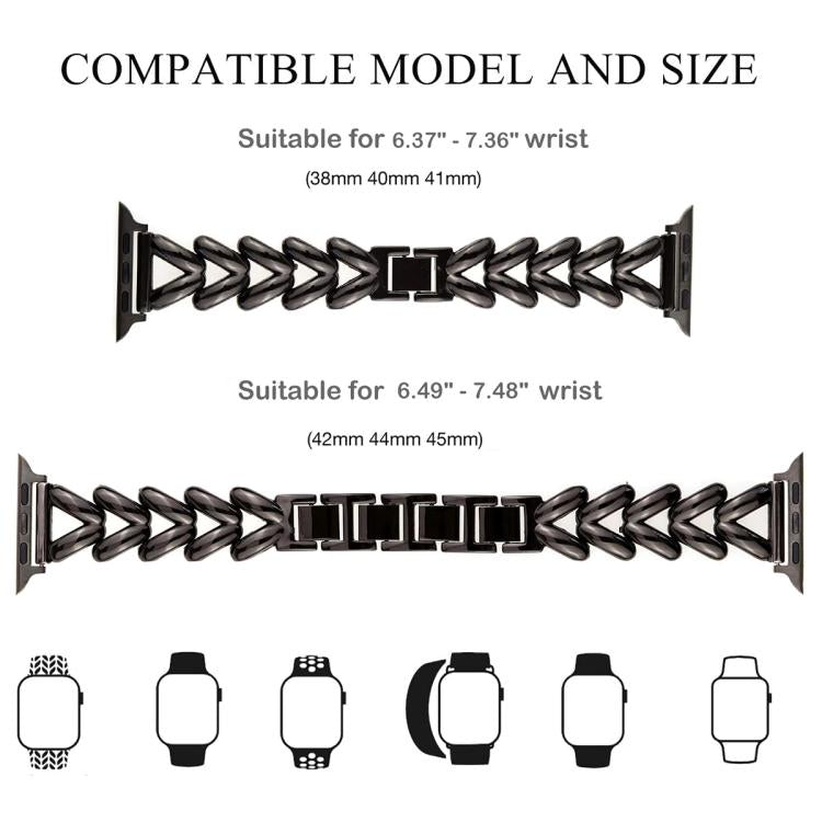 For Apple Watch 42 / 44 / 45 / 46 / 49mm xDfind V-shaped Metal Watch Band