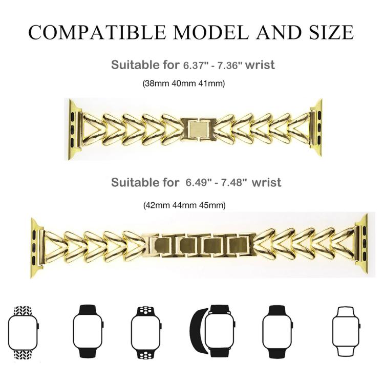 For Apple Watch 42 / 44 / 45 / 46 / 49mm xDfind V-shaped Metal Watch Band