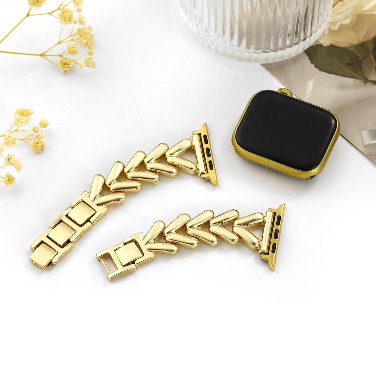 For Apple Watch 42 / 44 / 45 / 46 / 49mm xDfind V-shaped Metal Watch Band