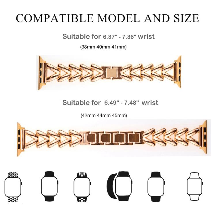 For Apple Watch 38 / 40 / 41 / S10 42mm xDfind V-shaped Metal Watch Band