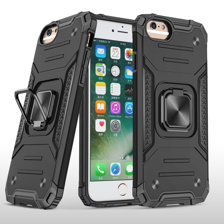 For iPhone 6 & 6s Magnetic Armor Shockproof TPU + PC Case with Metal Ring Holder