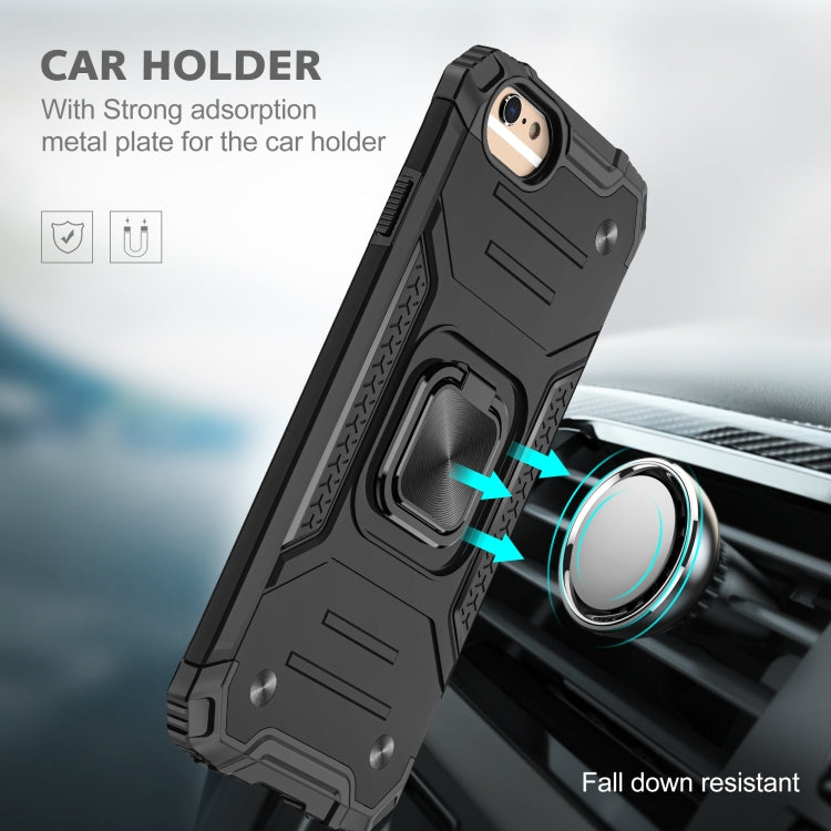 For iPhone 6 & 6s Magnetic Armor Shockproof TPU + PC Case with Metal Ring Holder