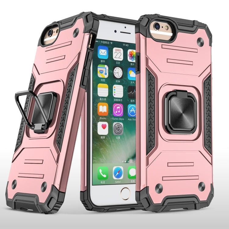 For iPhone 6 & 6s Magnetic Armor Shockproof TPU + PC Case with Metal Ring Holder