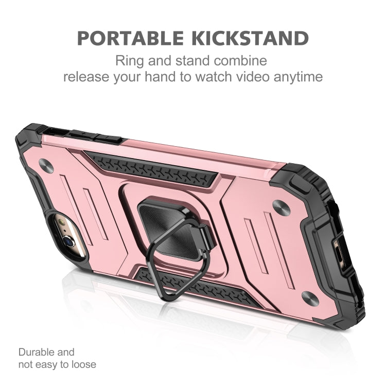 For iPhone 6 & 6s Magnetic Armor Shockproof TPU + PC Case with Metal Ring Holder